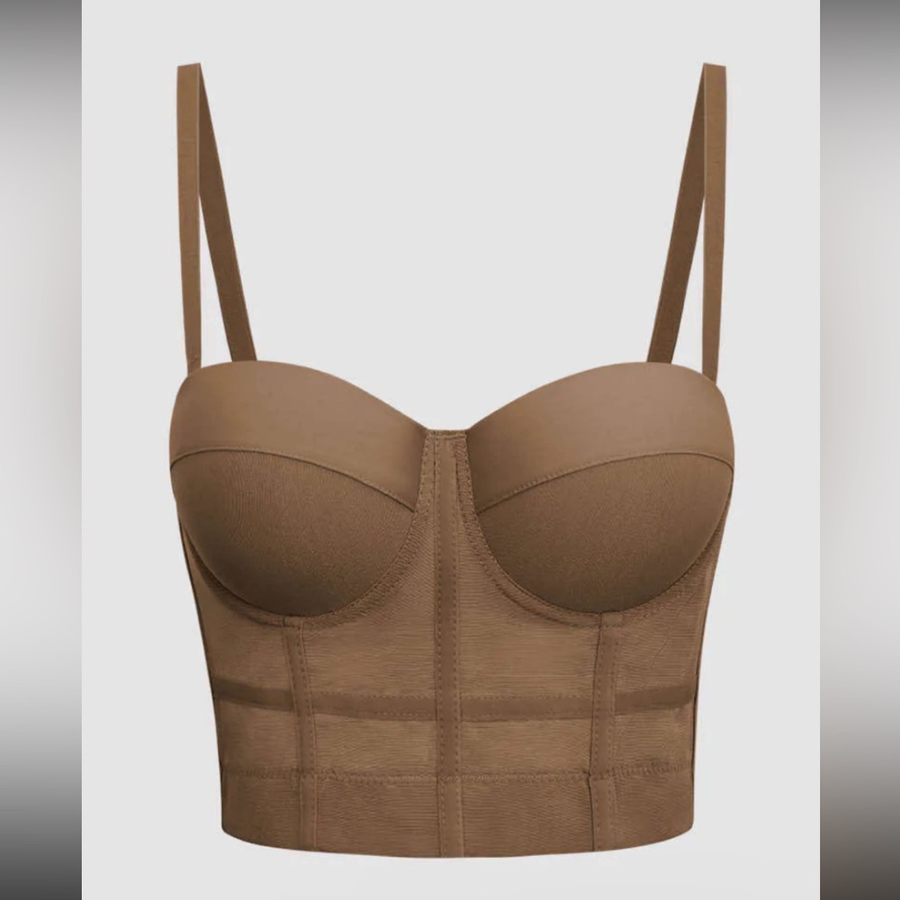 Nude mesh crop corset/bustier top